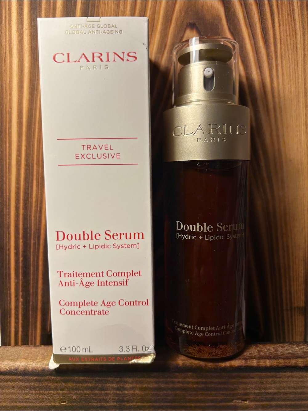 Clarins Double Serum in Brown and Gold Packaging